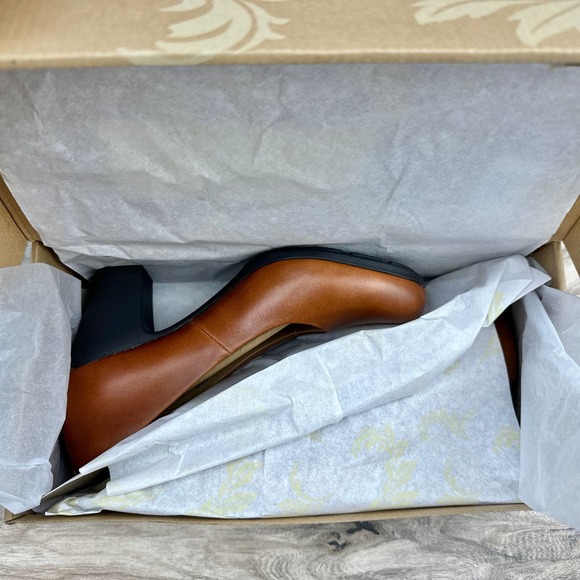 NIB Sofft Nasia 9M 40.5 Leather Classic Pumps Comfort Block Heels Cork Brown - Picture 9 of 11